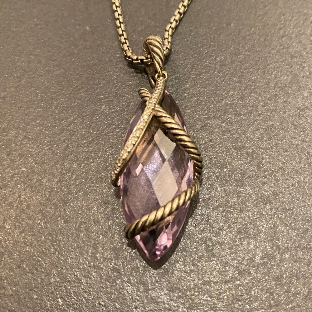 David Yurman Cable Wrap Amethyst Pendant Necklace
